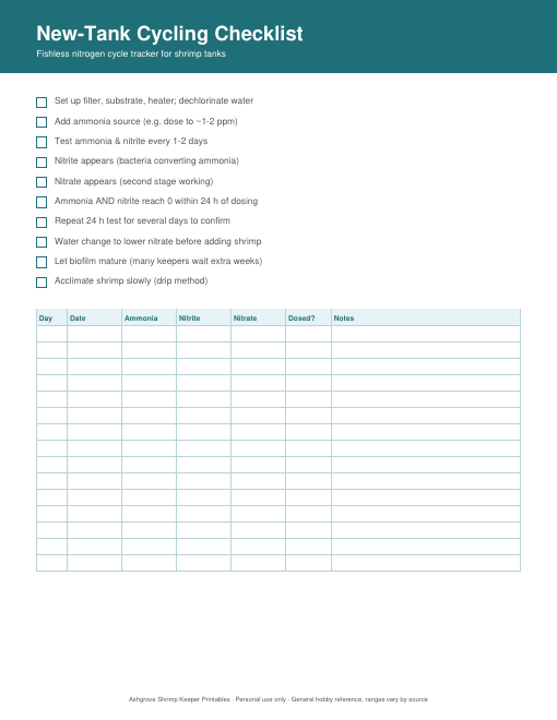 Preview of the Cycling Checklist printable